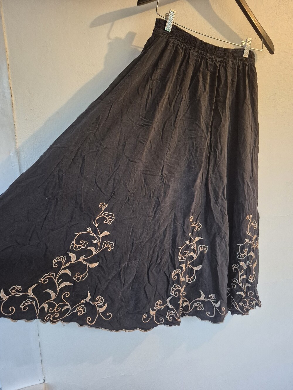 Medium Black Embroidered Maxi Skirt By Asian Creations